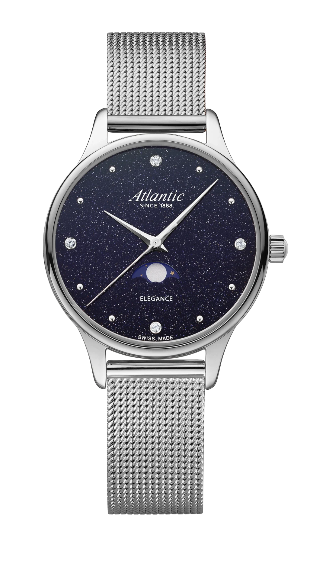 atlantic-watch-elegance-nightsky-aventurin-mondphase-milanaiseband image 1