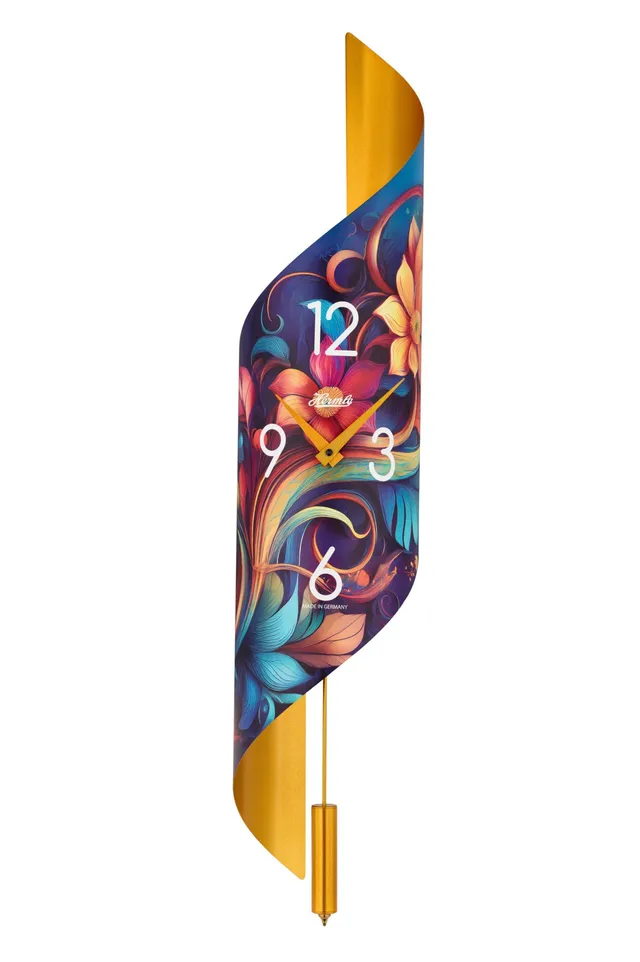 hermle-savanna-iii-wanduhr-quarz-ofenrohr-blumen-71017-k82200 image 1