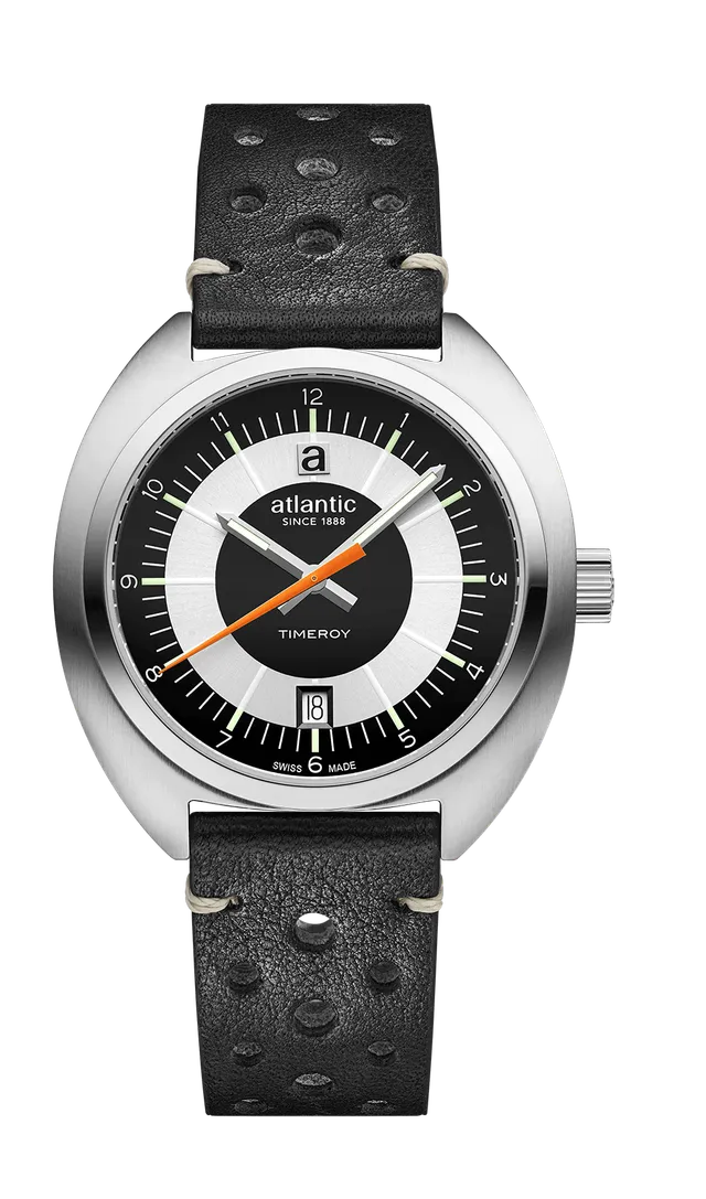 atlantic-watch-timeroy-herrenuhr-schwarzes-leder image 1