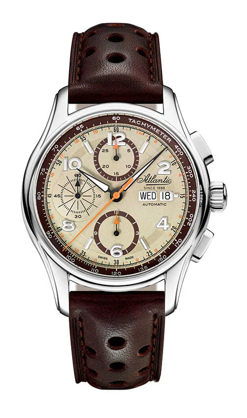 atlantic-watch-worldmaster-prestige-valjoux-chronograph-herrenuhr-creme-edelstah image 1