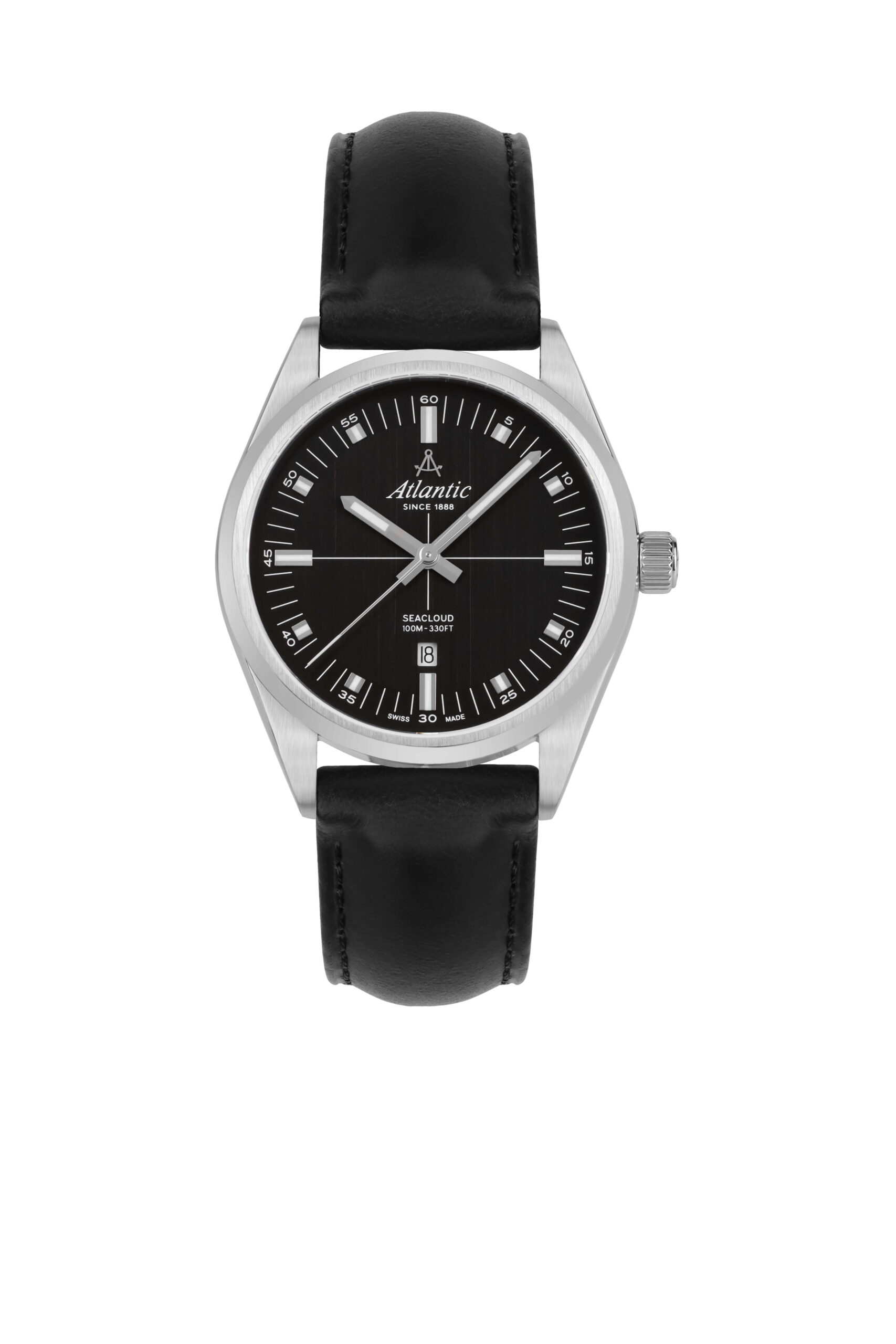atlantic-watch-seacloud-herrenuhr-schwarz-leder-saphirglas image 1