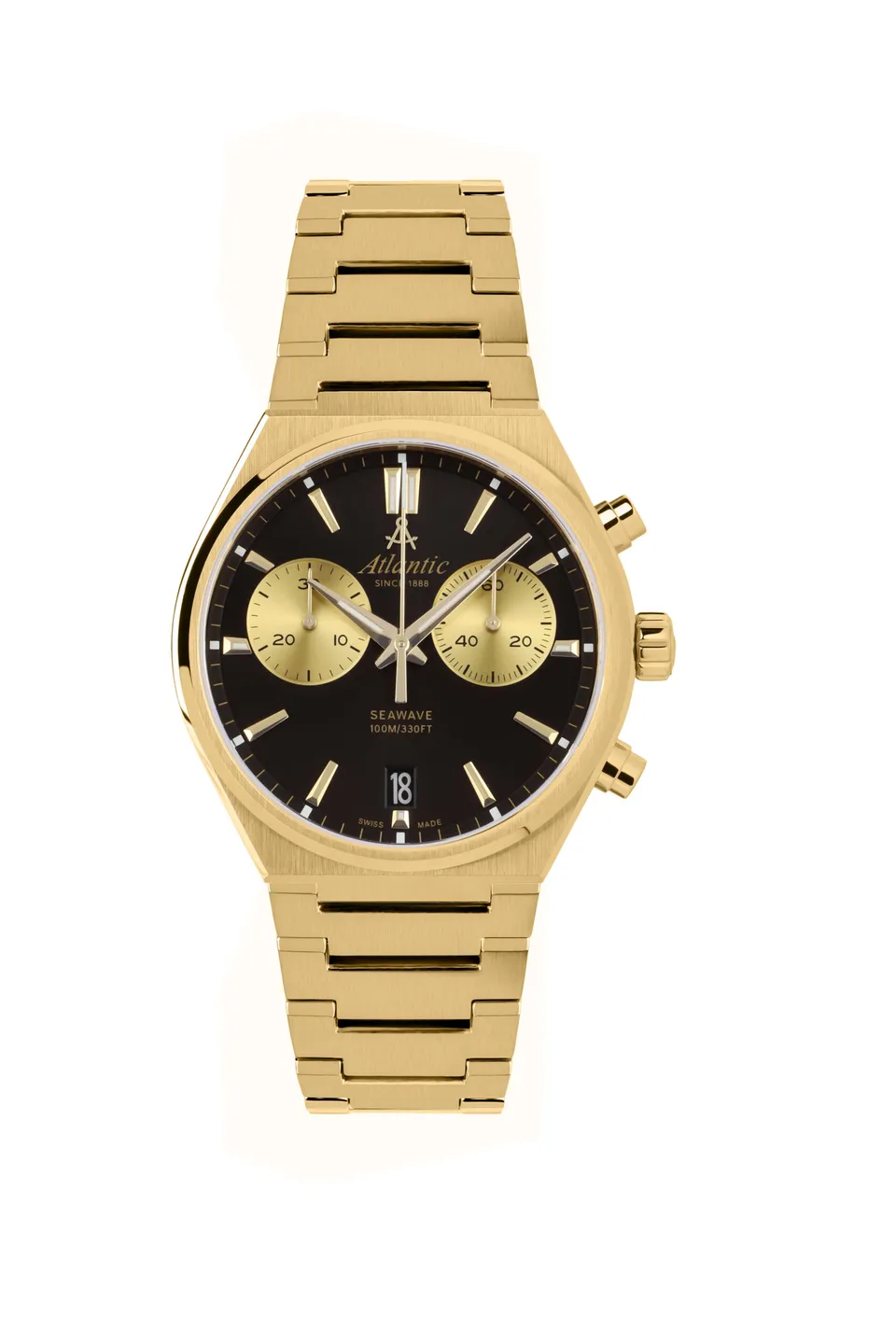 atlantic-watch-seawave-chrono-herrenuhr-gelbgold-pvd-mit-schwarzem-zifferblatt image 1