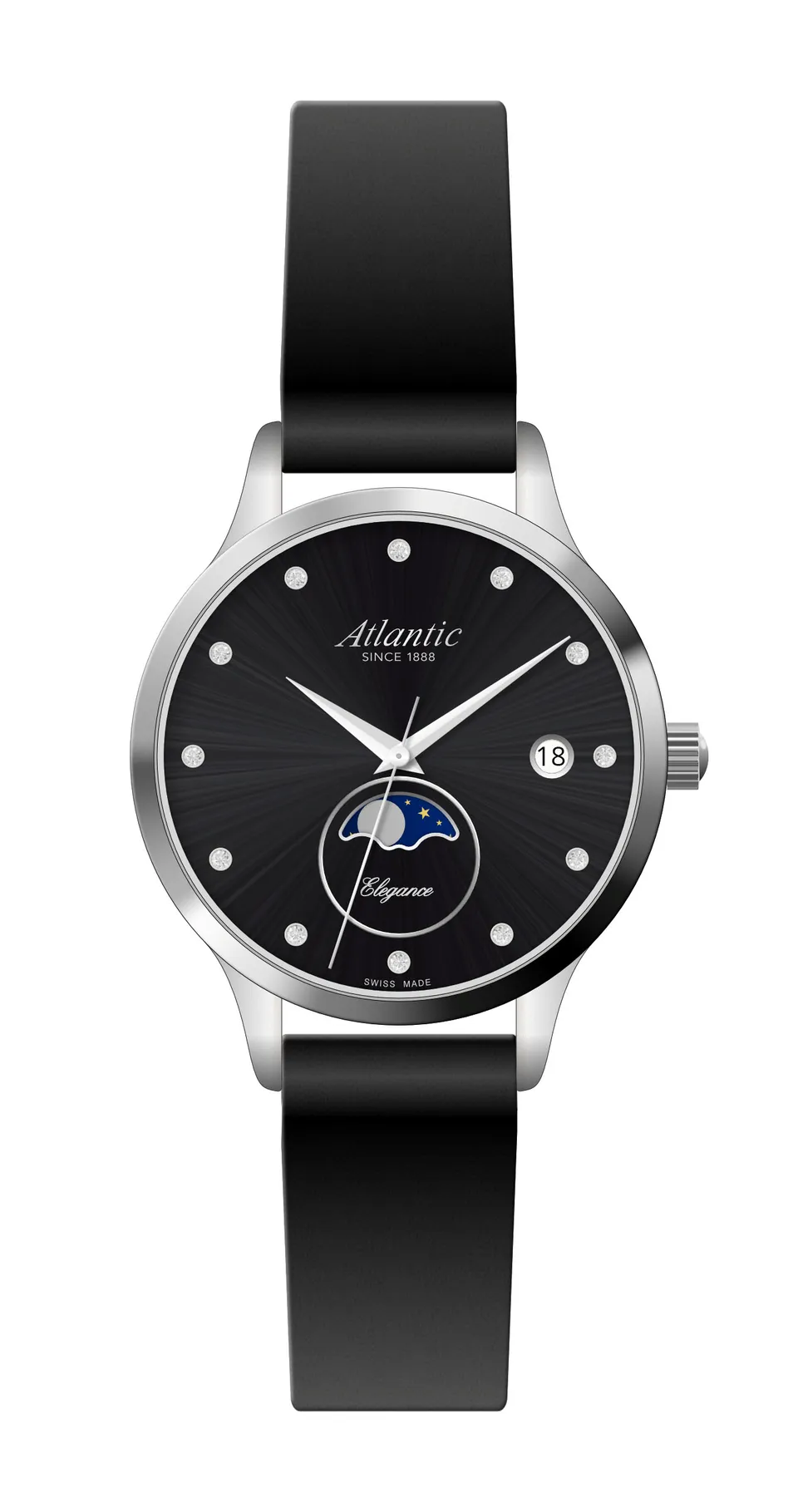 atlantic-watch-elegance-moonphase-herrenuhr-schwarz-leder image 1