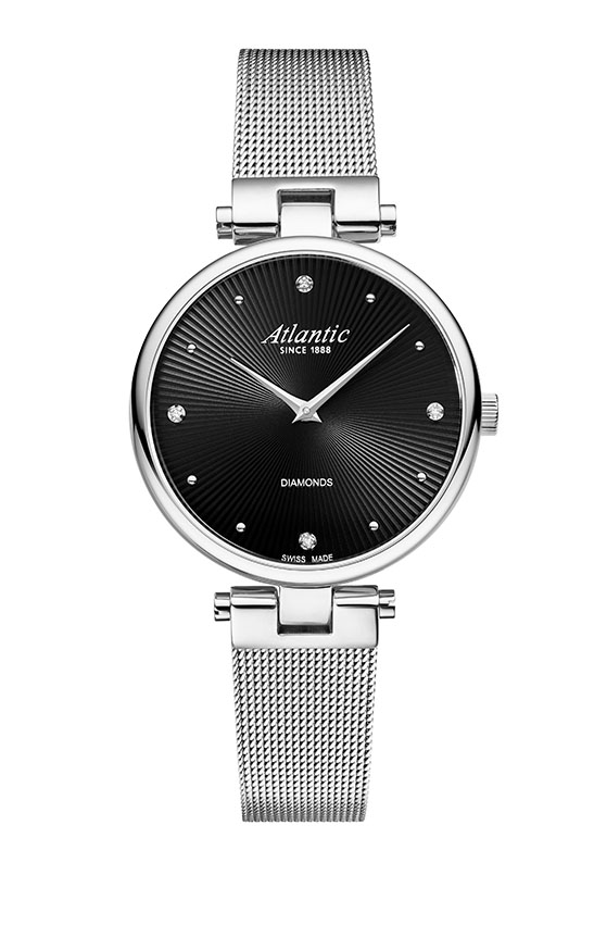 atlantic-watch-elegance-royal-diamonds-pattern-edition-damenuhr-edelstahl-schwar image 1