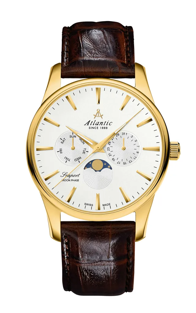 atlantic-watch-seaport-moonphase-gelbgold-pvd-leder-herrenuhr image 1