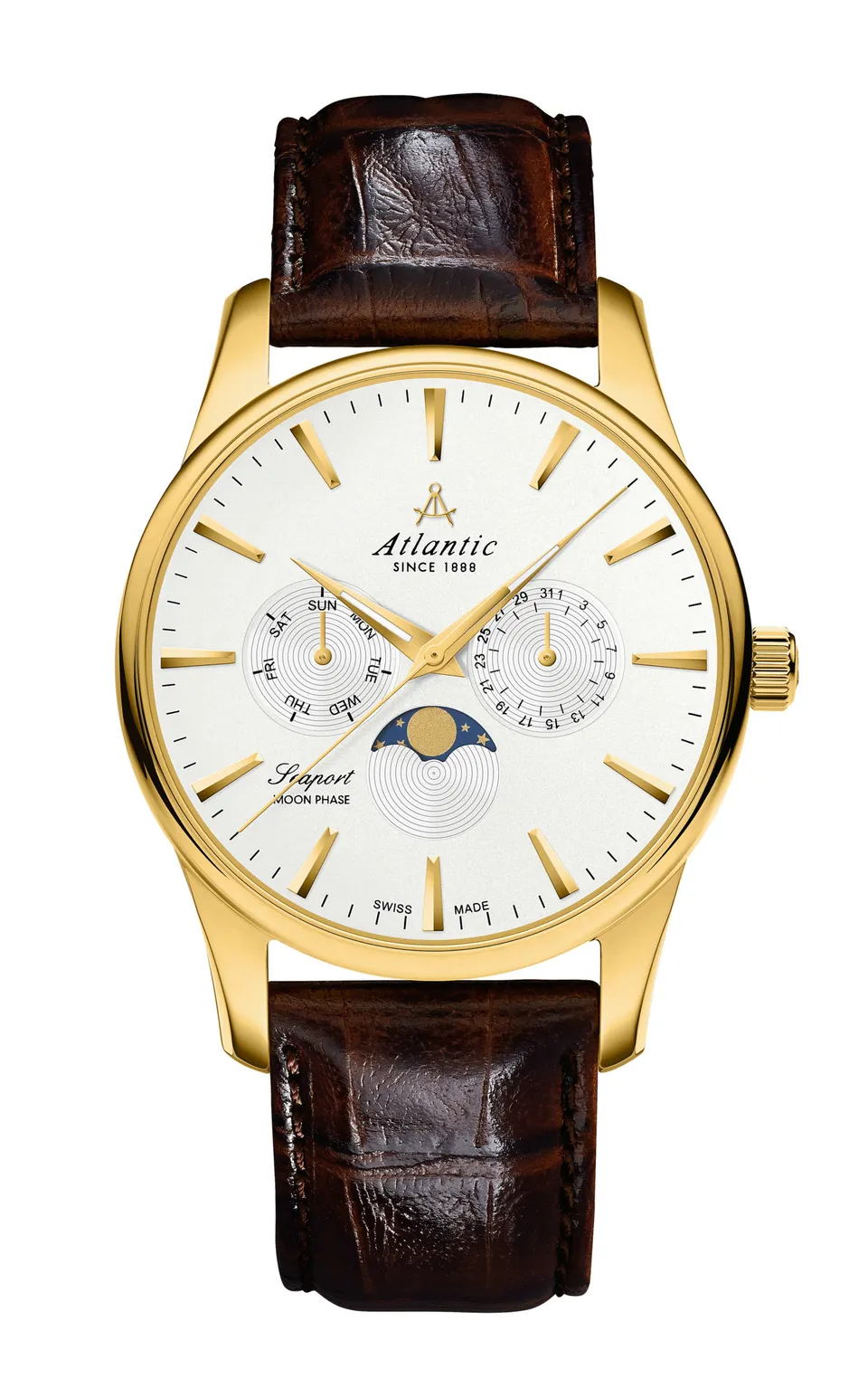 atlantic-watch-seaport-moonphase-gelbgold-pvd-leder-herrenuhr image 1