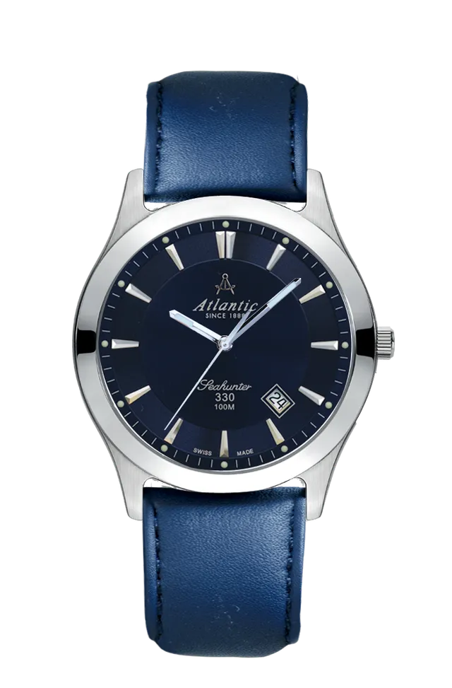 atlantic-watch-seahunter-330-taucheruhr-blau-leder image 1