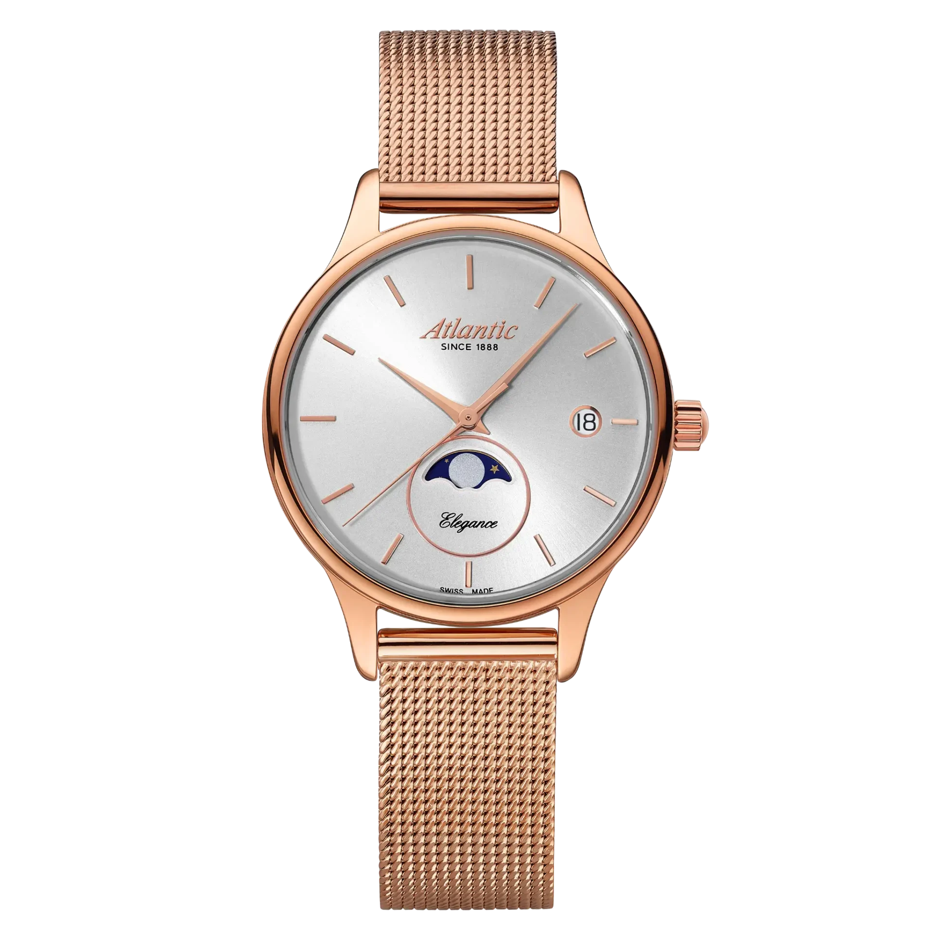 atlantic-watch-elegance-moonphase-silber-ros-gold-pvd image 1