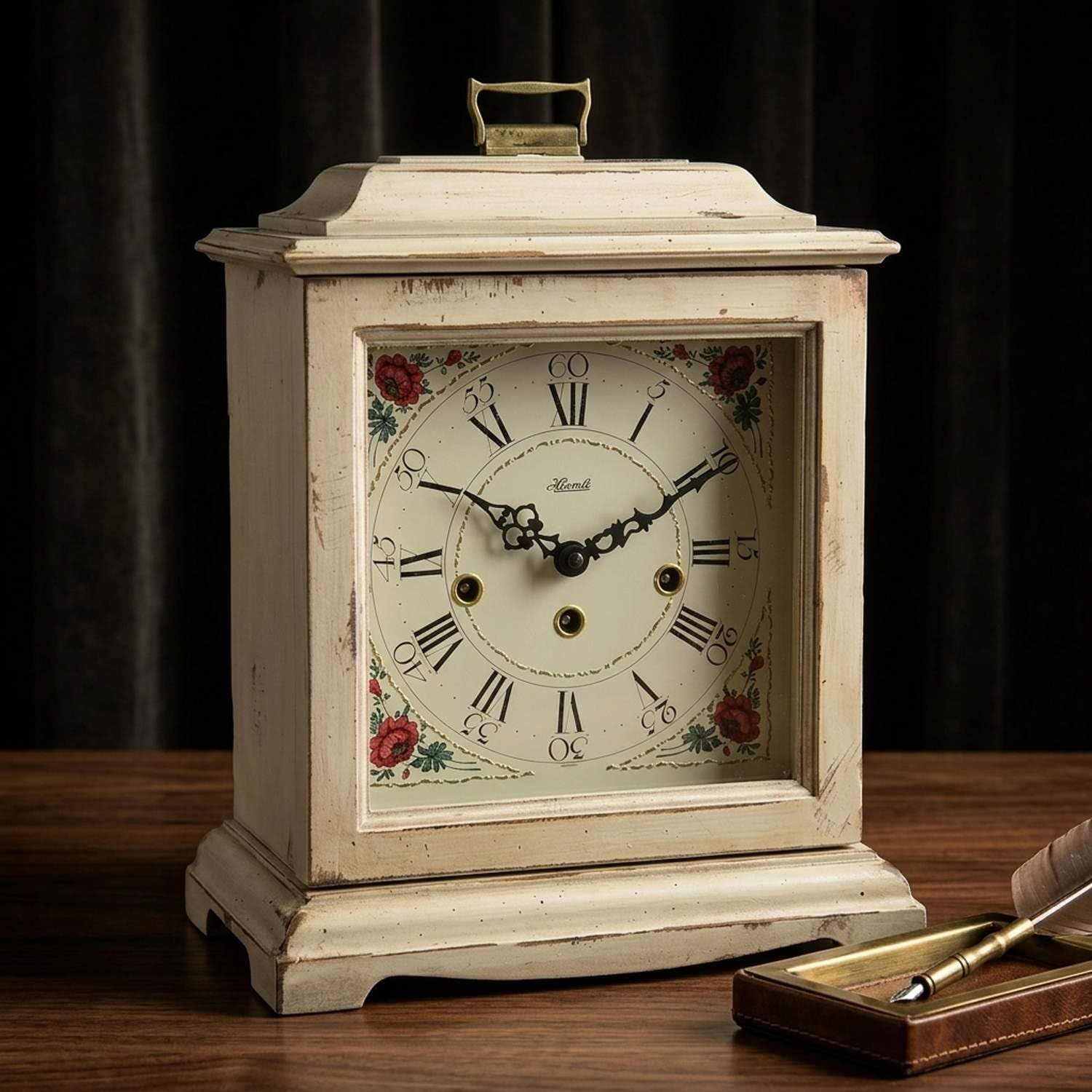 hermle-22915-v60340-tischuhr-mechanisch-floral-off-white image 3