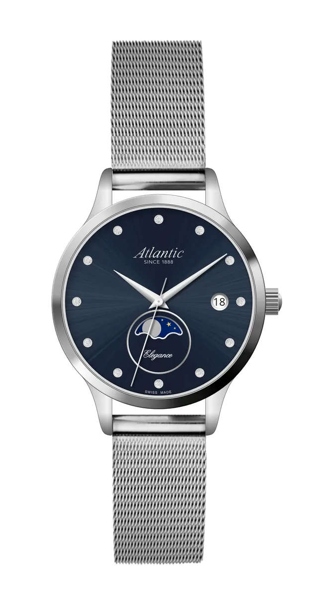 atlantic-watch-elegance-moonphase-blau-stahl-damenuhr image 1