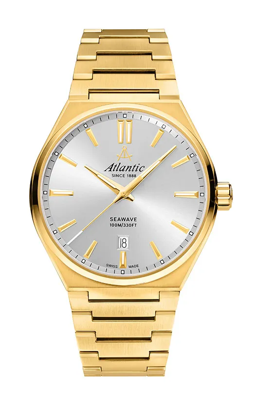 atlantic-watch-seawave-gents-herrenuhr-40mm-gelbgold-pvd-silber image 1