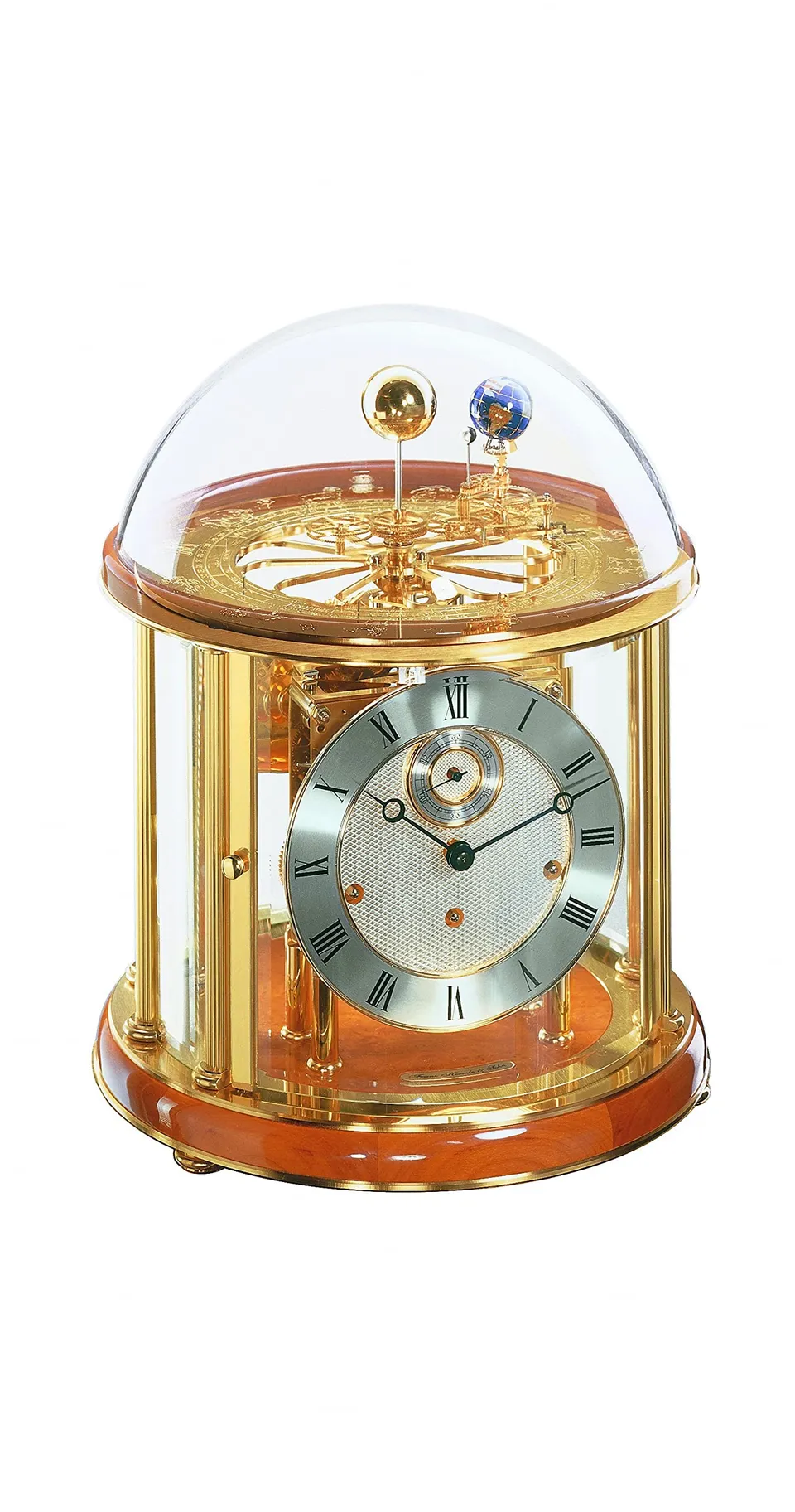hermle-kaminuhr-tellurium-kirschbaum-gold-29x35-cm-mit-westminster-schlag image 1