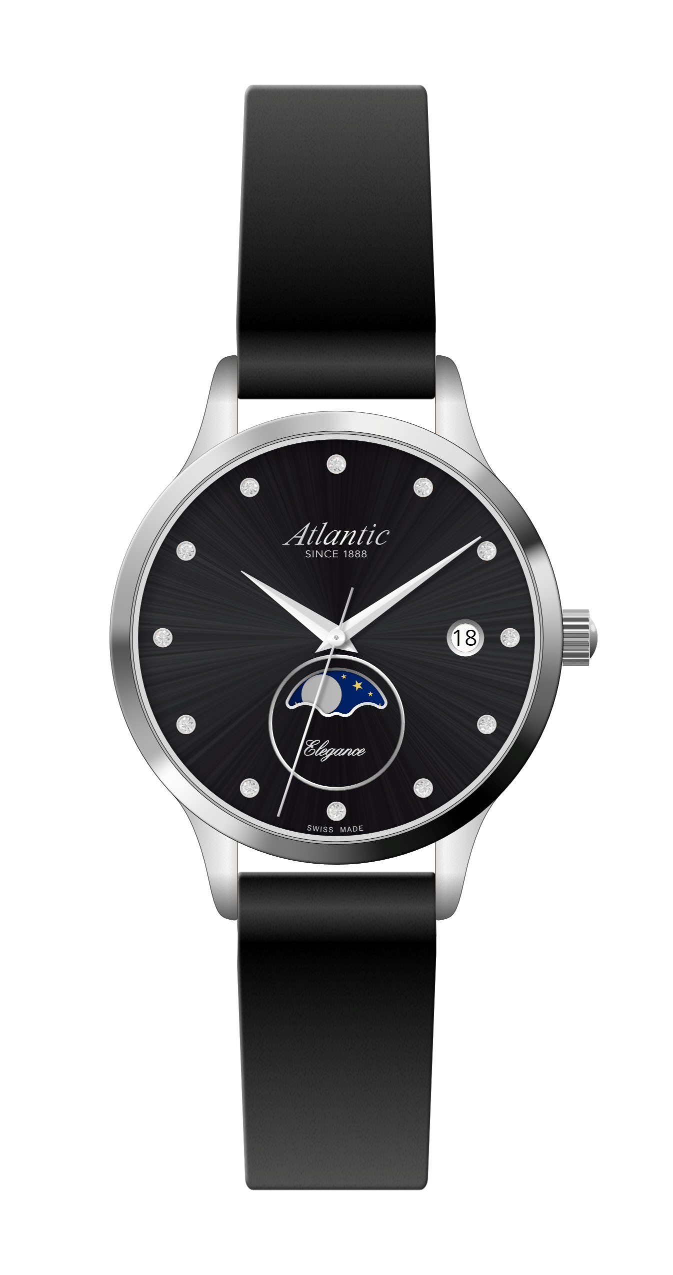 atlantic-watch-elegance-moonphase-herrenuhr-schwarz-leder image 1