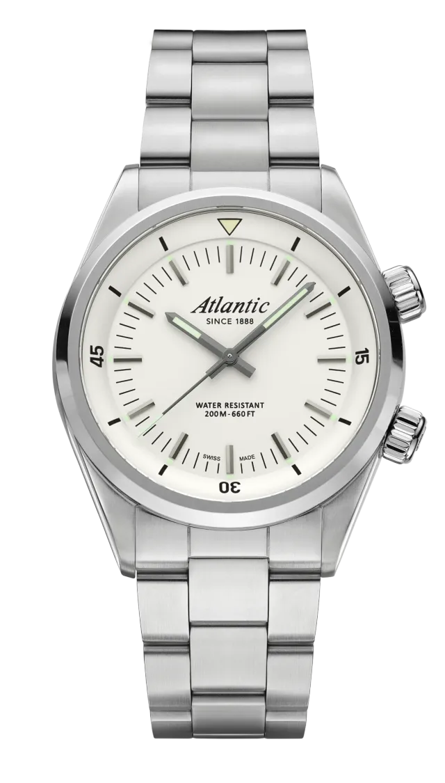 atlantic-watch-seacloud-diver-quarzuhr-wei-es-zifferblatt-metallband image 1