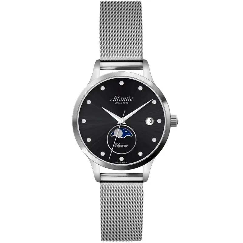 atlantic-watch-elegance-moonphase-herrenuhr-schwarz-stahl image 1