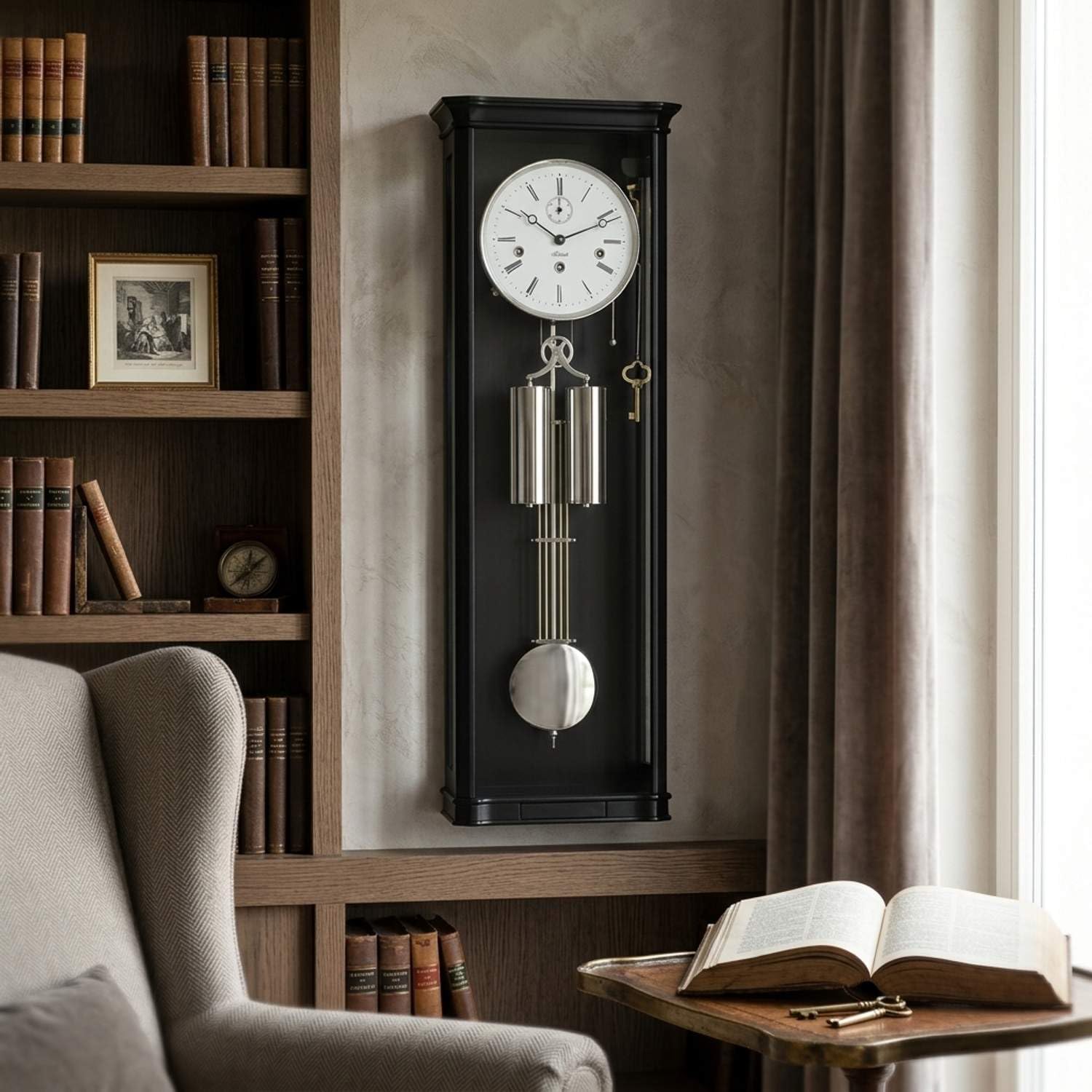 hermle-regulator-mechanisch-8-tage-westminster-schwarz-nickel image 2