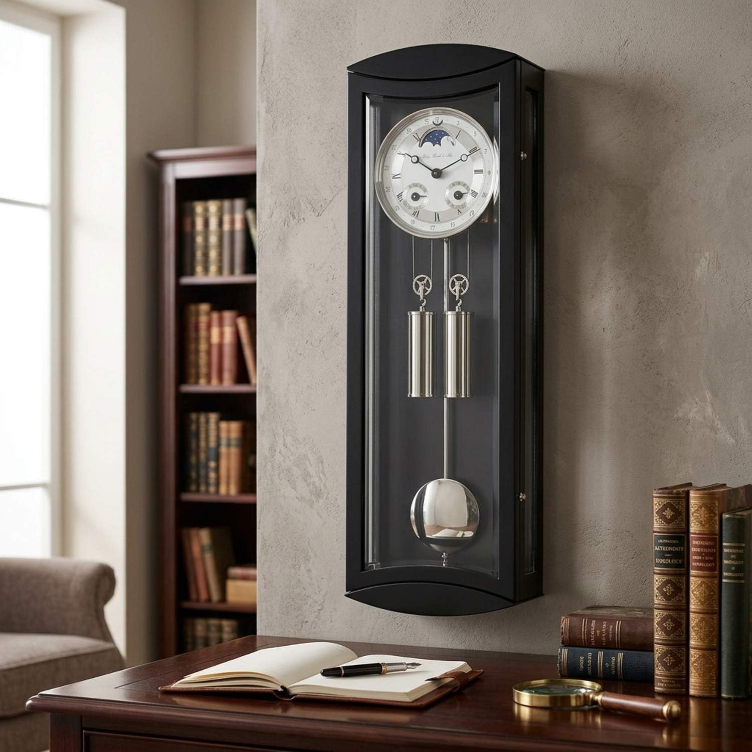 hermle-mornington-70650-740058-regulator-pendelwanduhr-schwarz image 2