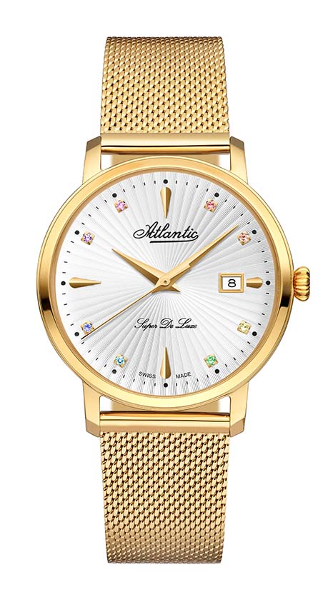 atlantic-watch-super-de-luxe-precious-stones-damenuhr-36mm-gelbgold-pvd-mit-edel image 1