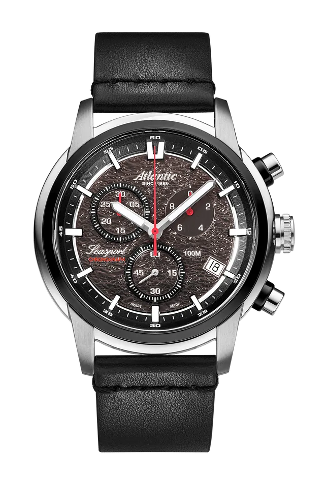atlantic-watch-seasport-nd-chronograph-anthrazit-leder-herrenuhr image 1