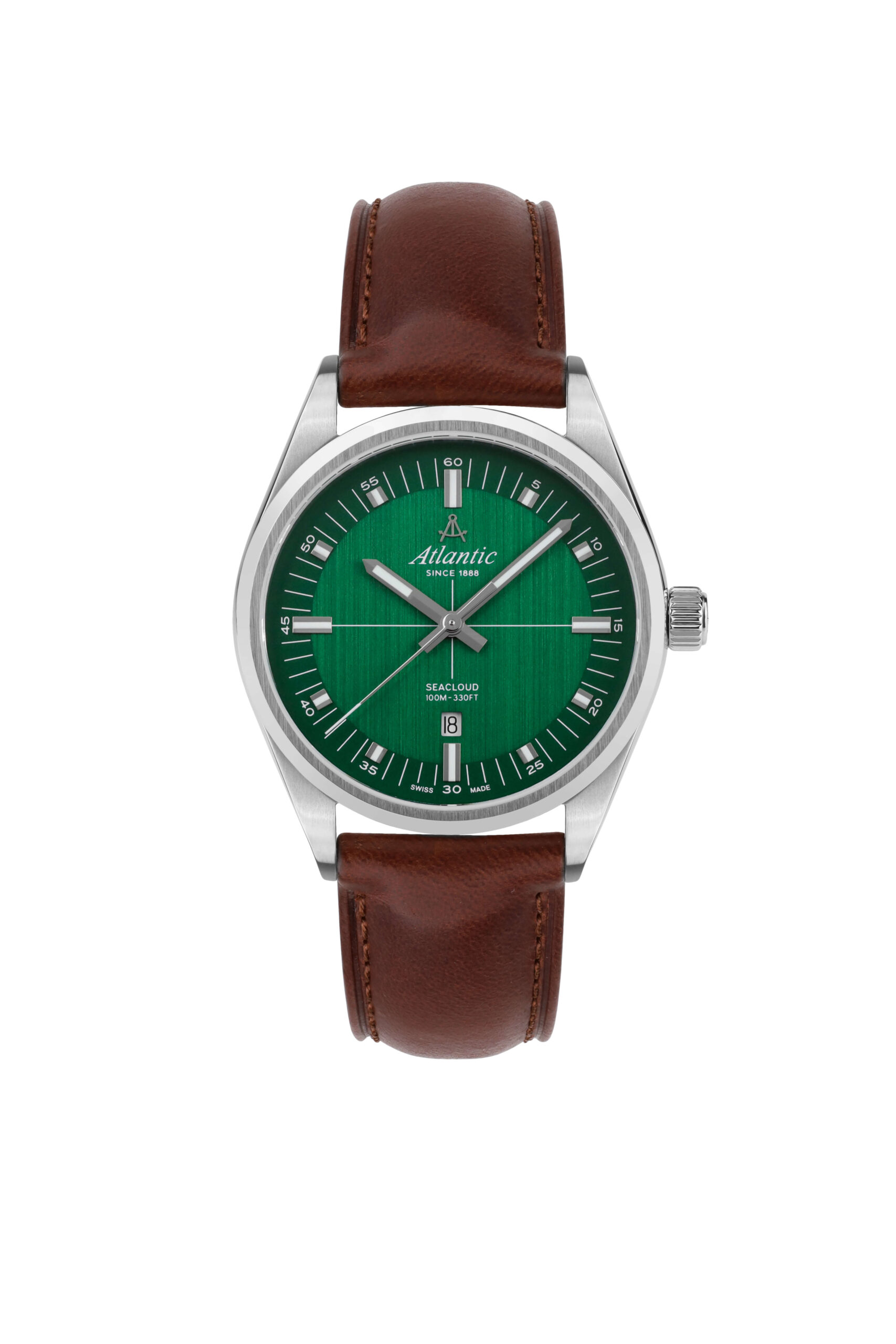 atlantic-watch-seacloud-green-dial-lederarmband image 1