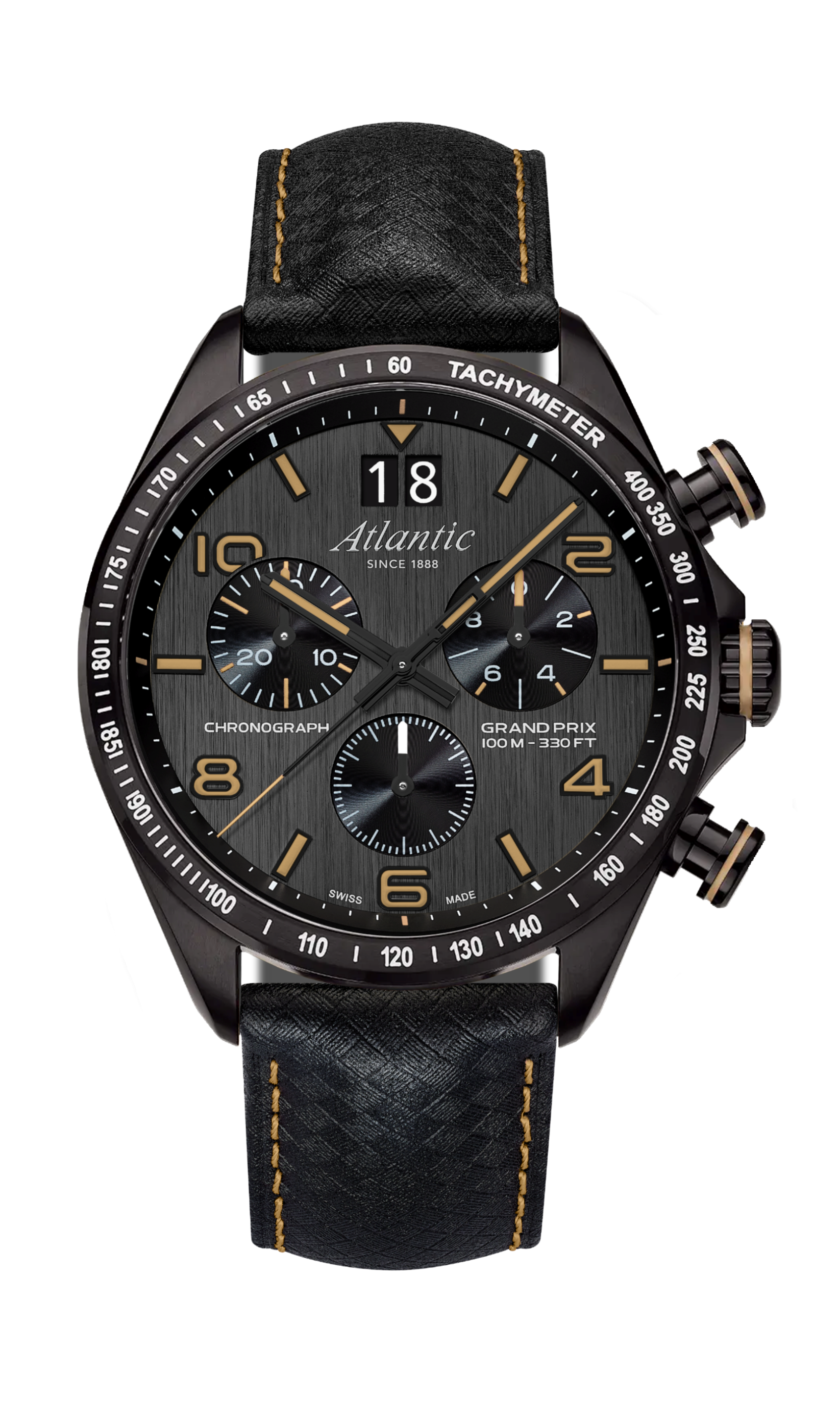 atlantic-watch-grand-prix-quartz-chronograph-black-dlc-sand-carbon image 1