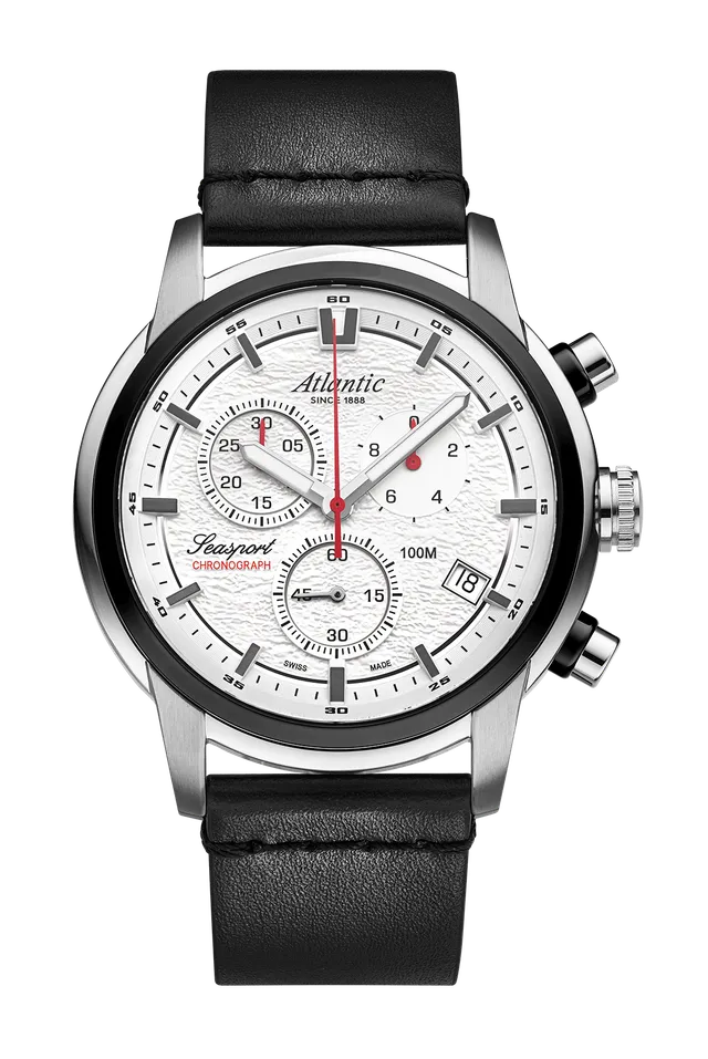 atlantic-watch-seasport-nd-chronograph-wei-lederarmband image 1
