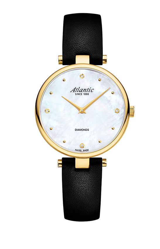 atlantic-watch-elegance-royal-diamonds-edition-damenuhr-gelbgold-pvd-leder image 1