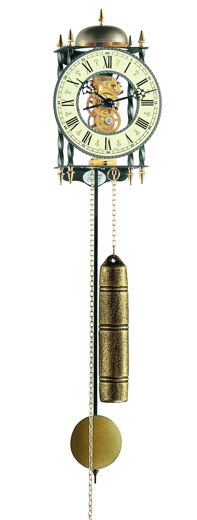 hermle-70503-000701-skelett-pendelwanduhr-schmiedeeisen-gold image 1
