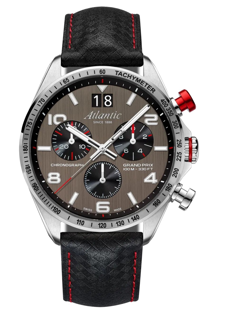 atlantic-watch-grand-prix-quarz-chronograph-herrenuhr-anthrazit-carbon-leder image 1