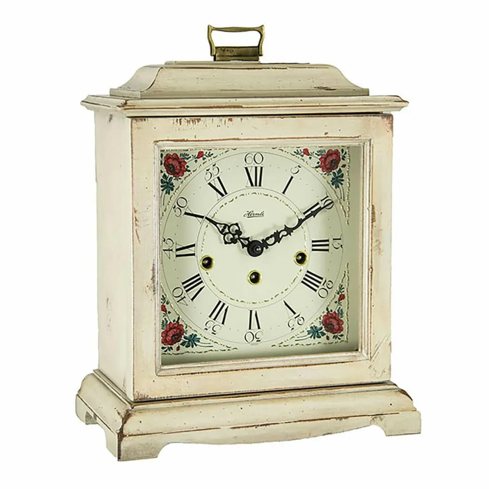 hermle-22915-v60340-tischuhr-mechanisch-floral-off-white image 1