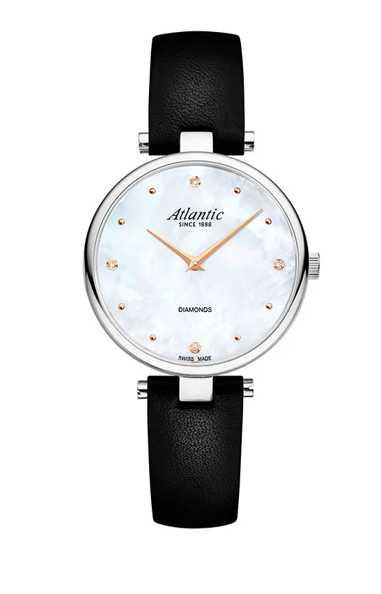 atlantic-watch-elegance-royal-diamonds-damenuhr-perlmutt-stahl-leder image 1
