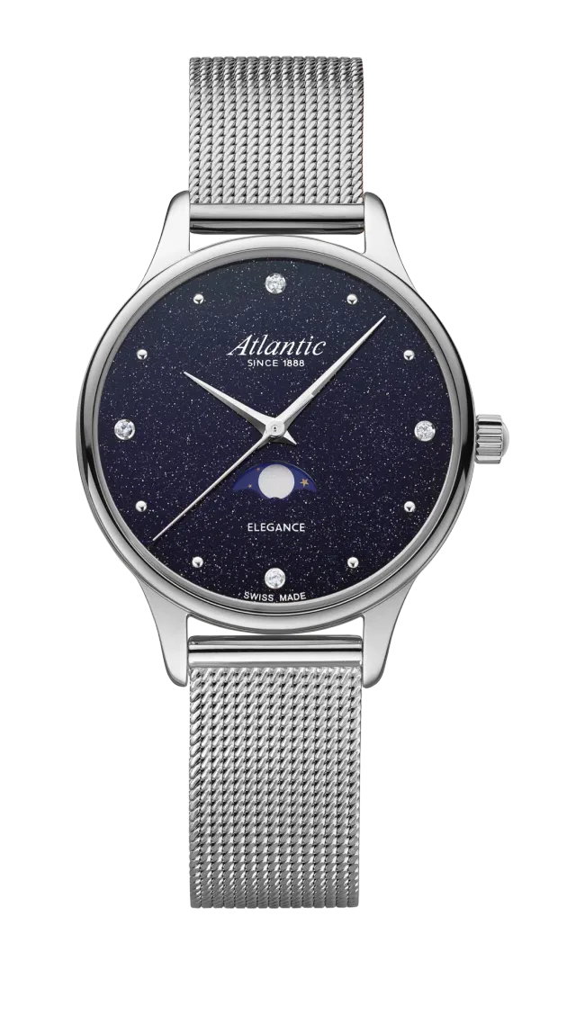 atlantic-watch-elegance-nightsky-aventurin-mondphase-milanaiseband image 1