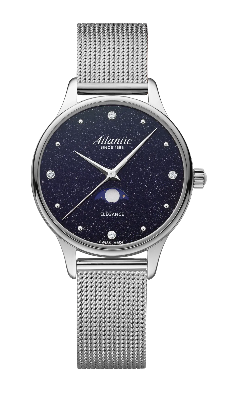 atlantic-watch-elegance-nightsky-aventurin-mondphase-milanaiseband image 1