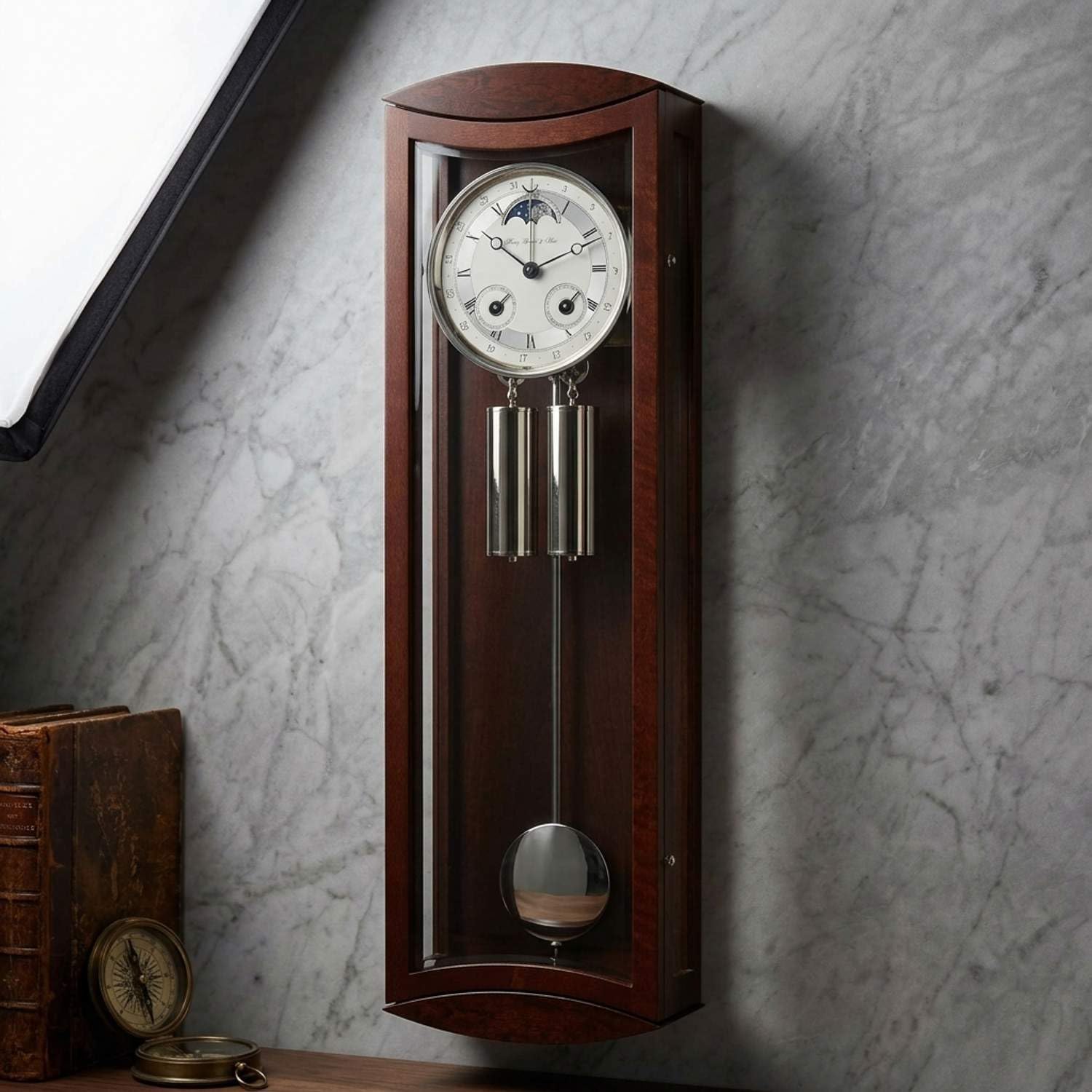 hermle-seilzug-regulateur-mechanische-uhr-8-tage-mit-mondphase-datum-und-halbstu image 3