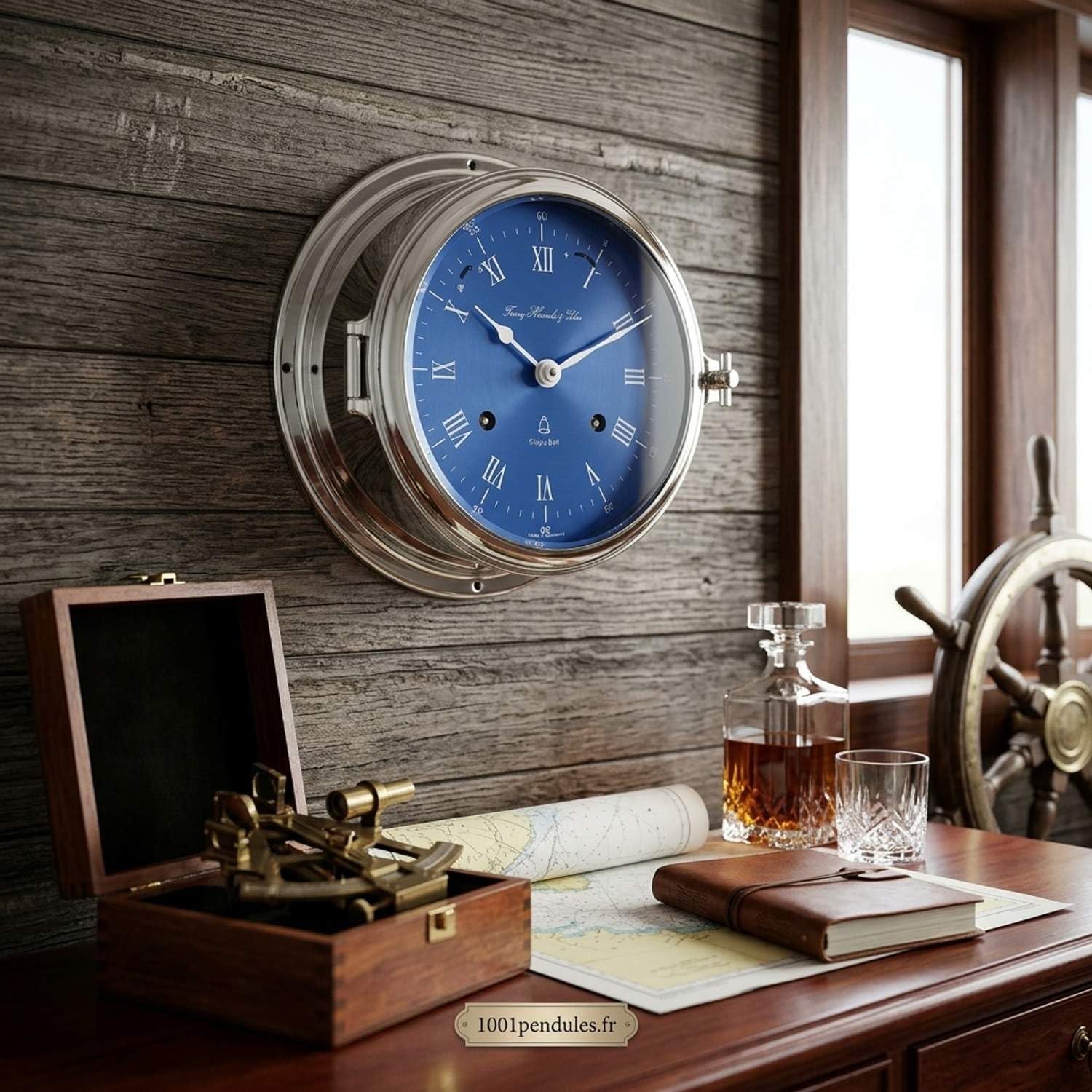 hermle-35067-000132-glasenuhr-schiffsuhr-mechanisch-verchromt-blau image 2