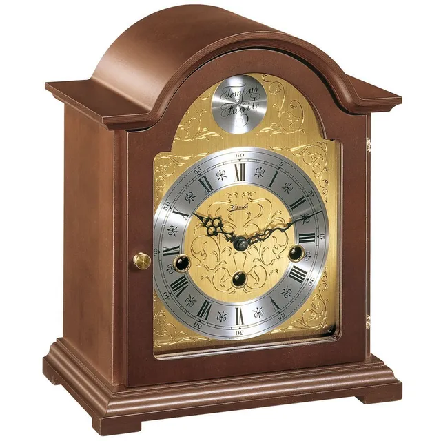 hermle-22511-030340-exklusive-tischuhr-braun-holz-westminster-8-tage image 1