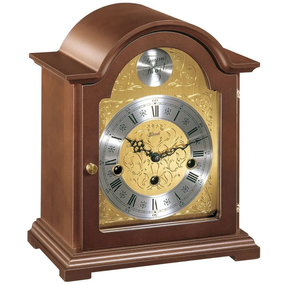 hermle-22511-030340-exklusive-tischuhr-braun-holz-westminster-8-tage image 1