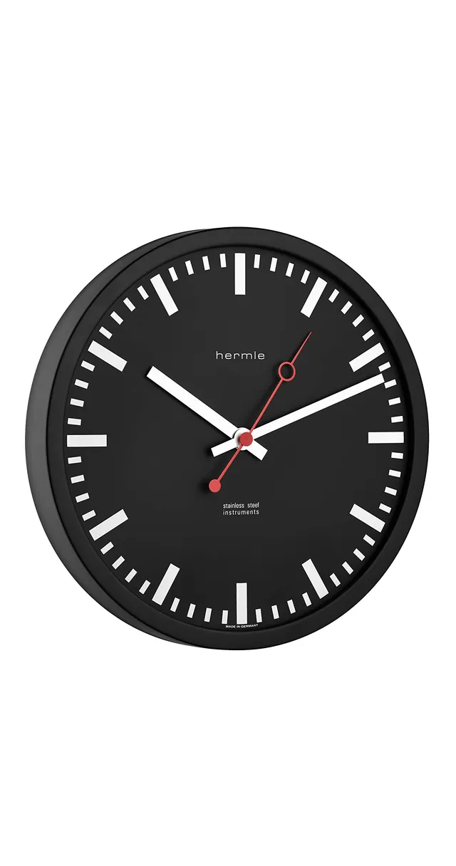 hermle-30471-742100-wanduhr-edelstahl-30-cm-quarz image 1