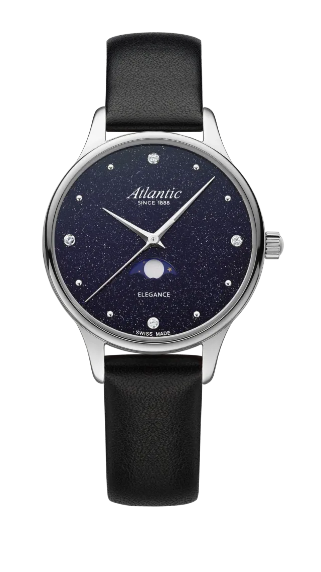 atlantic-watch-elegance-nightsky-aventurin-mondphase-herrenuhr-blau-stahl-leder image 1