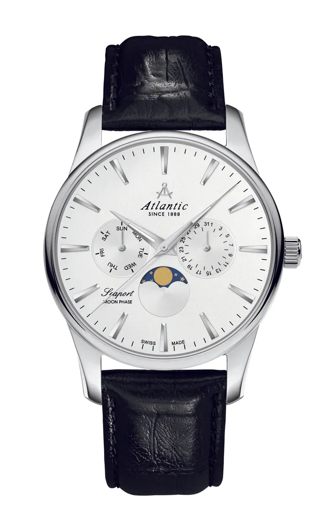 atlantic-watch-seaport-mondphase-herrenuhr-silber-schwarz image 1
