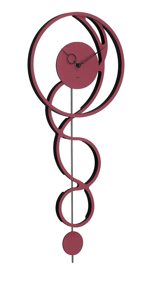hermle-61023-362200-wanduhr-modern-rot-schwarz-68-cm-mit-pendel image 1