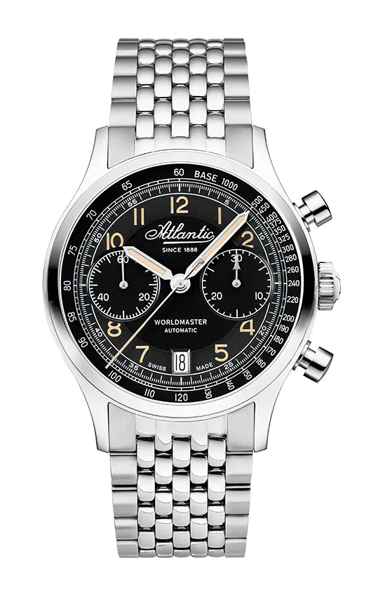 atlantic-watch-worldmaster-bicompax-chronograph-herrenuhr-schwarz-metallband image 1