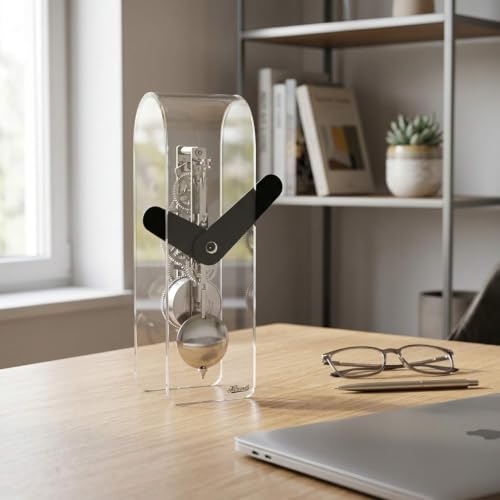 hermle-acryl-tischuhr-schwarz-14-tage-skelett-23cm-23064-y10721 image 5