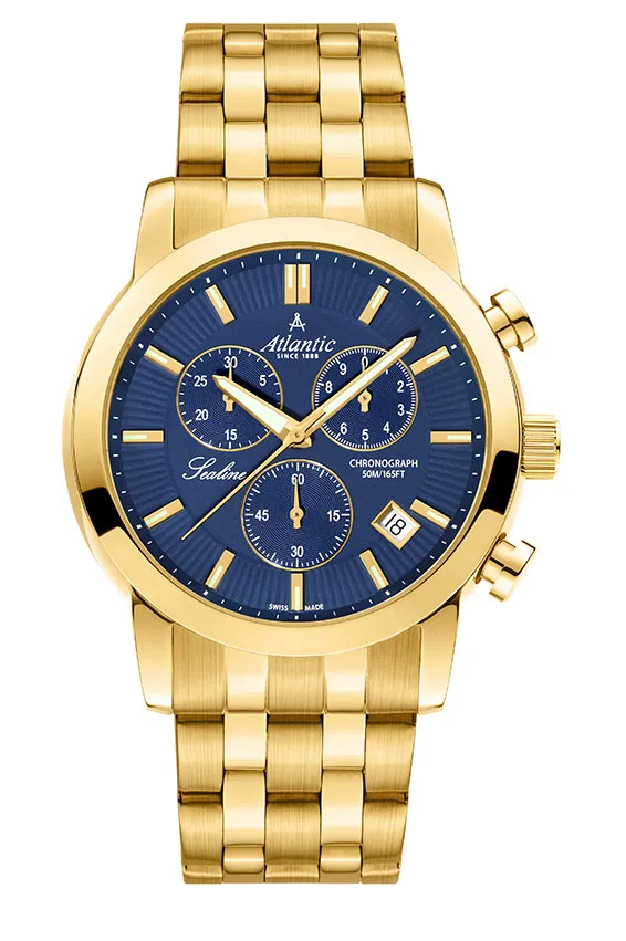 atlantic-watch-sealine-chrono-gold-pvd-herrenuhr-blau-chronograph image 1