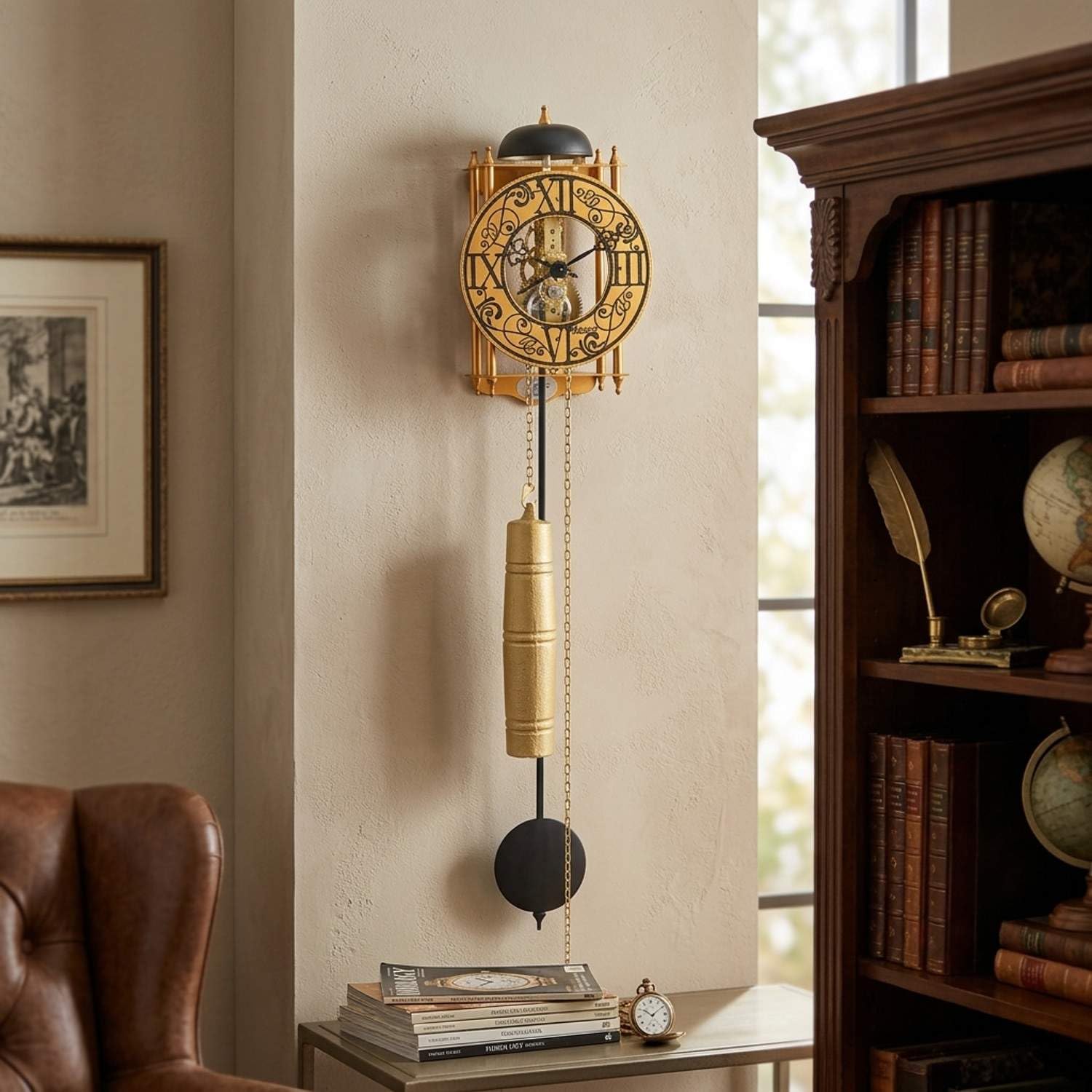 hermle-71015-t10711-skelett-pendelwanduhr-orange-8-tage-62-cm image 2