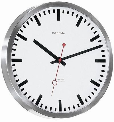 hermle-grand-central-30471-000870-funk-wanduhr-edelstahl-30-cm image 1