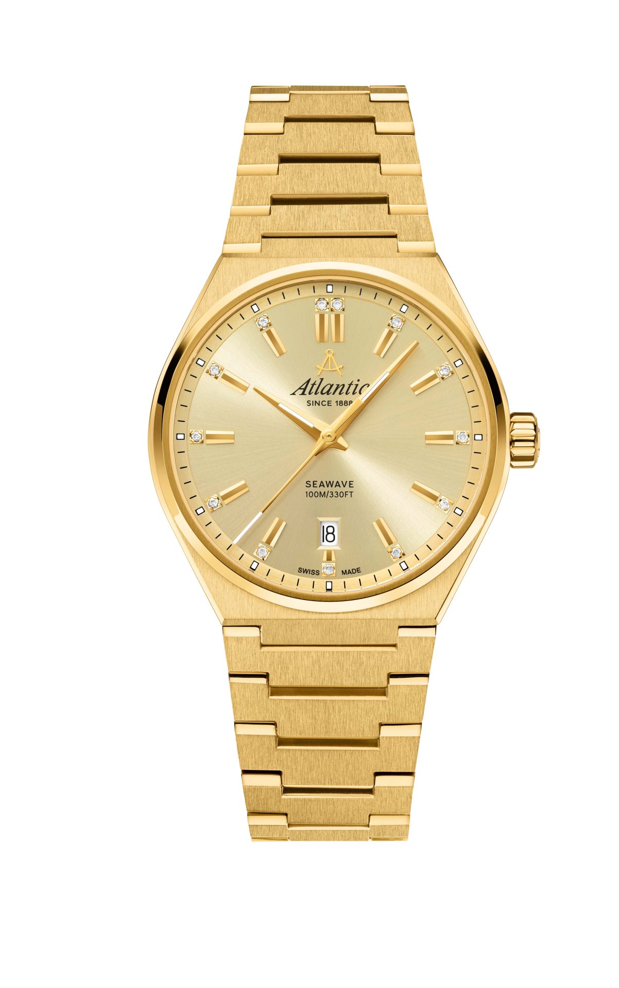 atlantic-watch-seawave-35mm-quarzuhr-gelbgold-pvd-golddial image 1