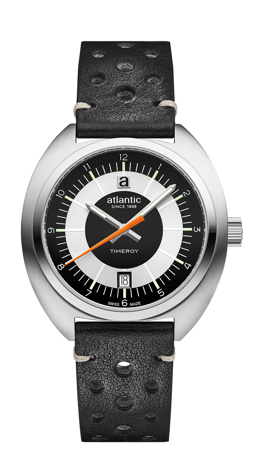 atlantic-watch-timeroy-herrenuhr-schwarzes-leder image 1