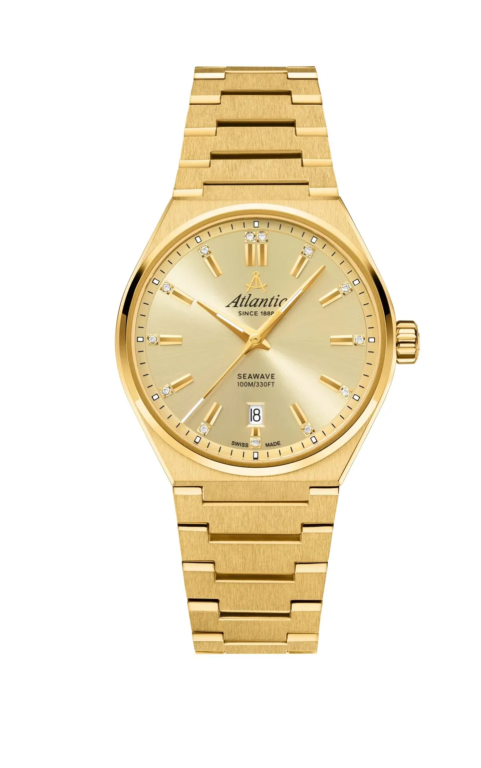 atlantic-watch-seawave-35mm-quarzuhr-gelbgold-pvd-golddial image 1