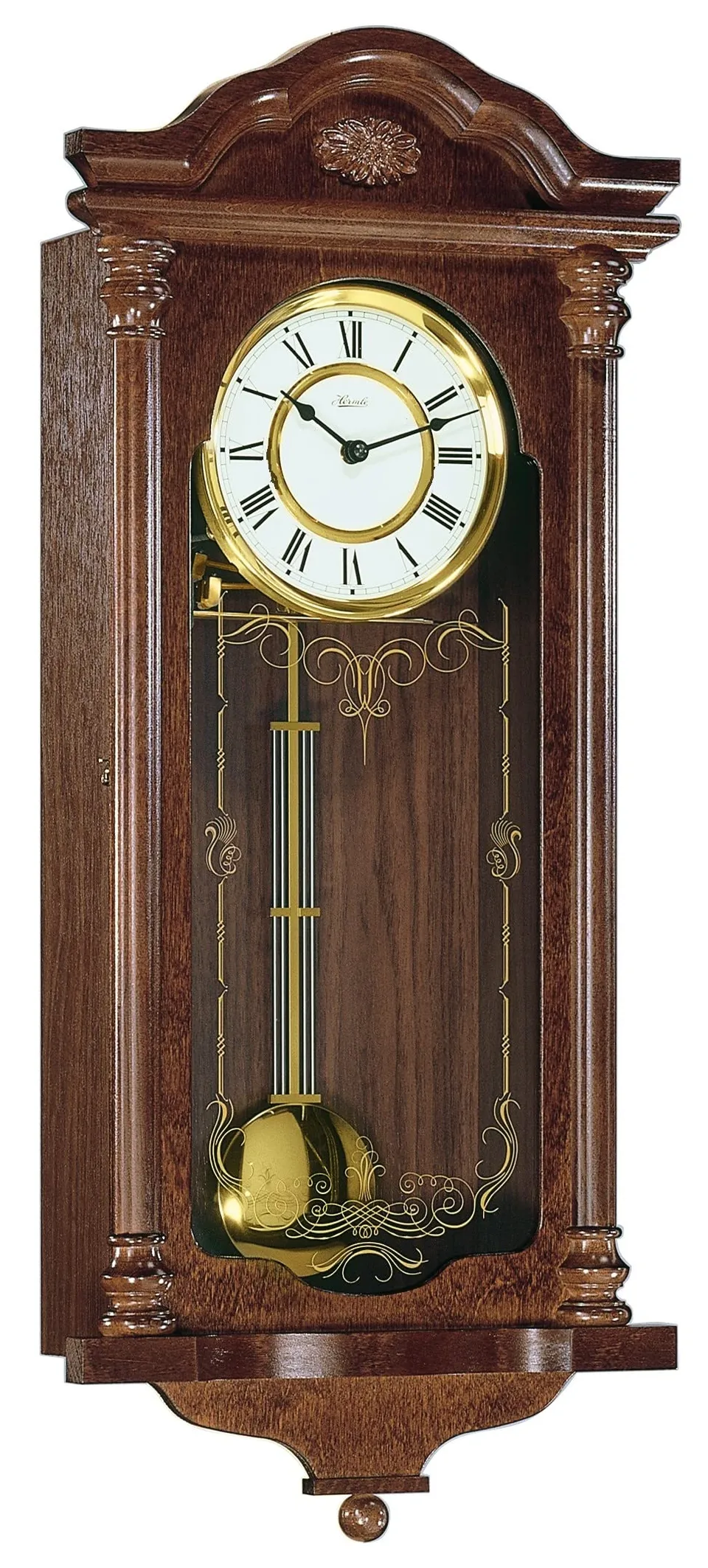 hermle-wanduhr-holz-braun-67-cm-mechanik-gitterpendel image 1